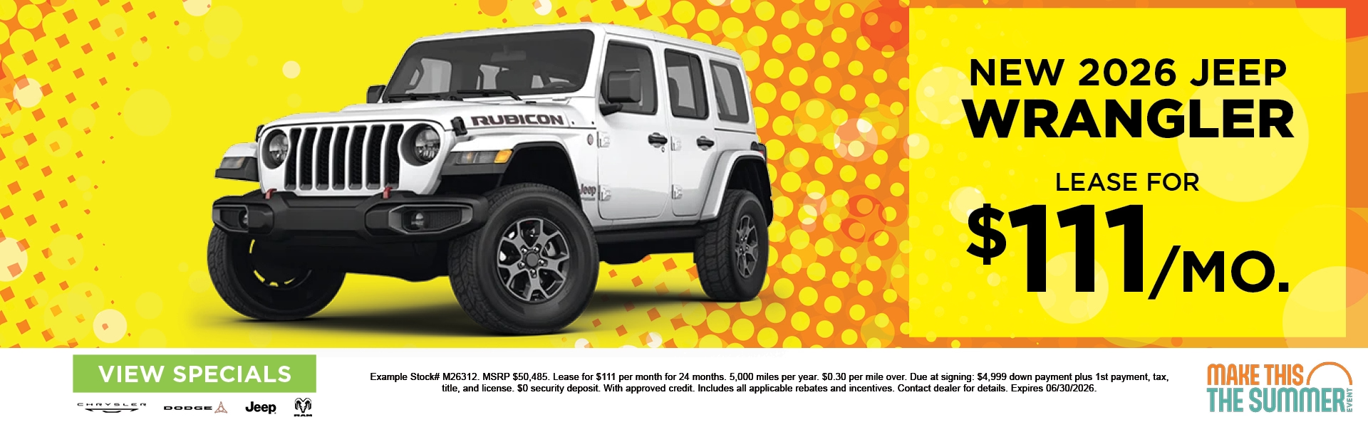 New 2026 Jeep Wrangler - Lease for $111 a month